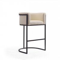 Manhattan Comfort BS015-CR Cosmopolitan 37.8 in. Cream and Black Metal Barstool